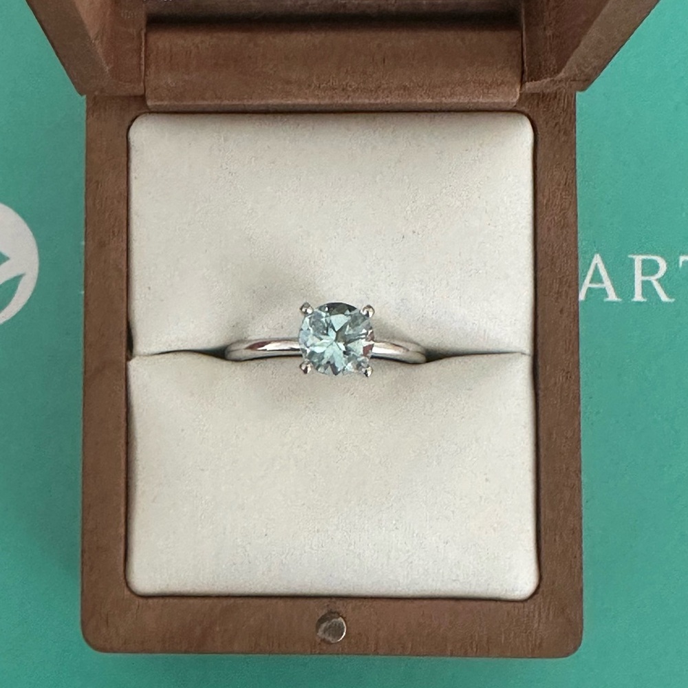 Aquamarine 18k White Gold Engagement Ring size 6.5